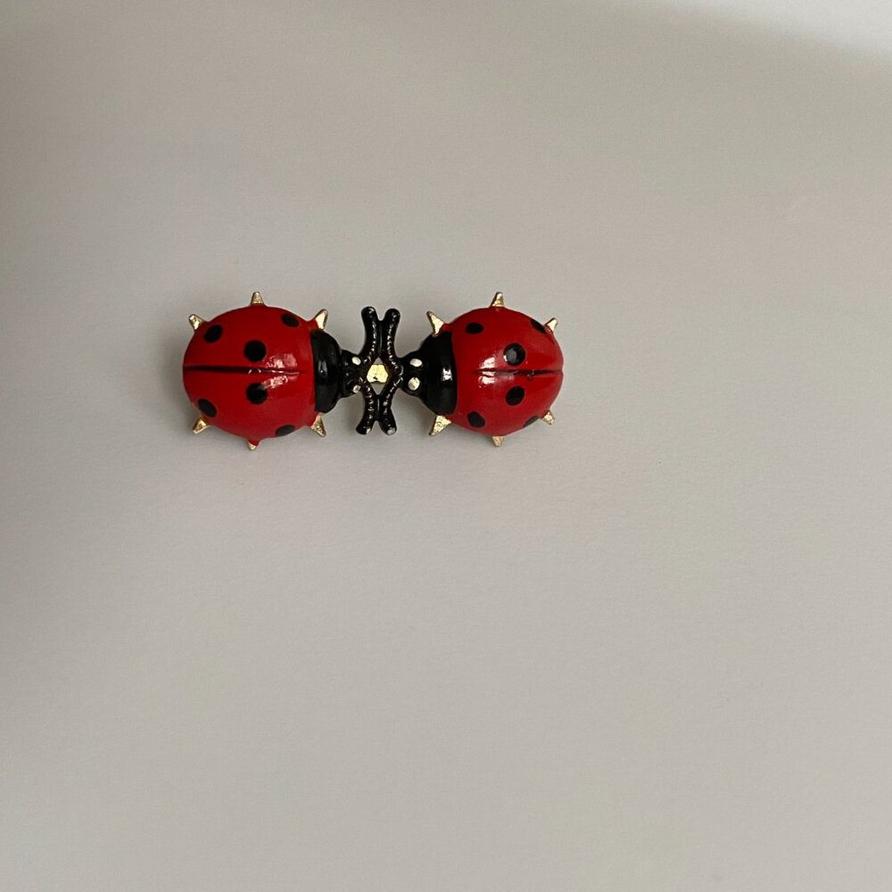 Vintage KOREA Ladybug Brooch Whimsigoth Twee Insect Bugs Bug Jewelry Pin Fairy - Picture 6 of 15